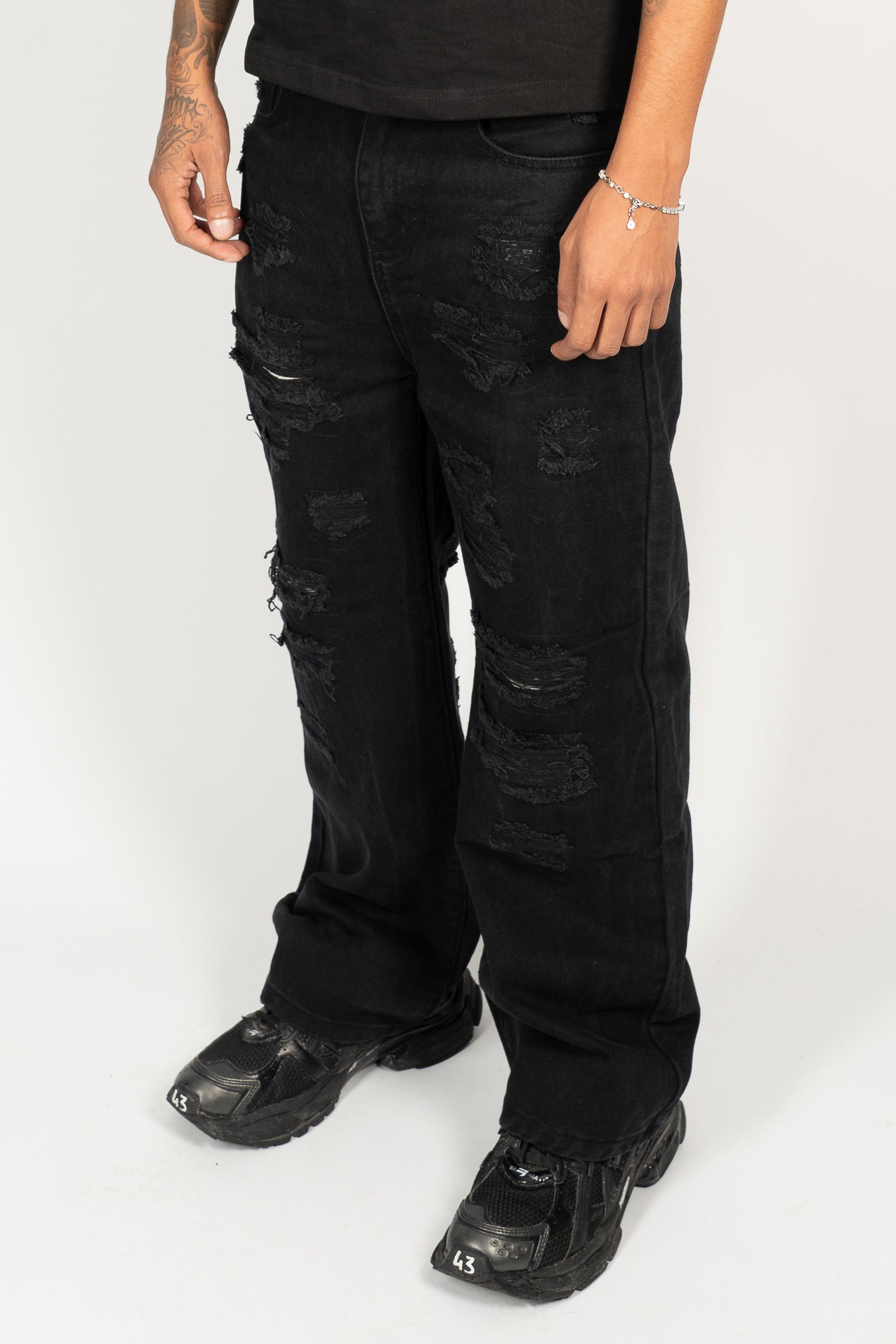 Black Distressed Denim