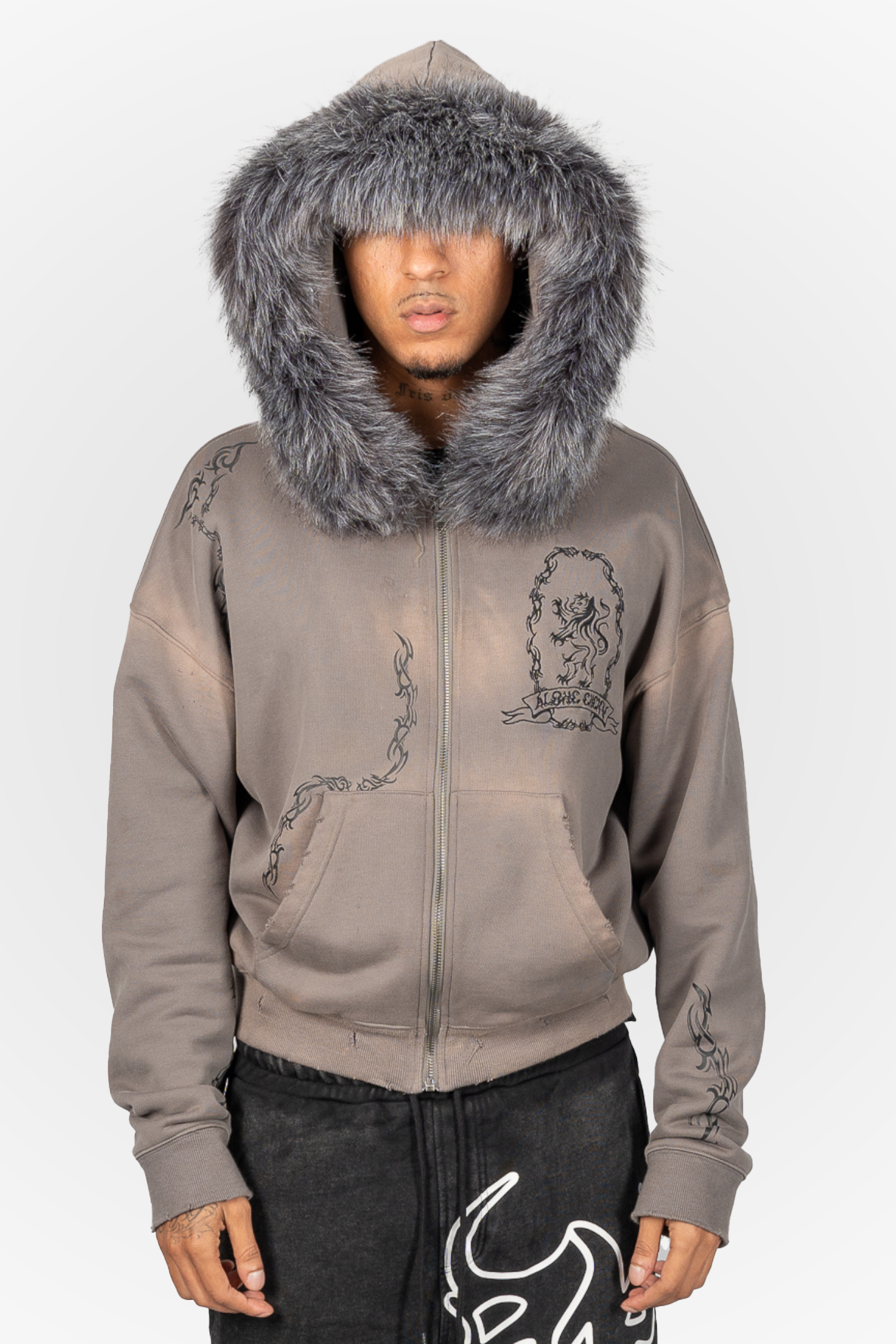 Limited Edition Fur Zip-Up Hoodie | Distressed Streetwear for Limited Edition Fur Zip-Up Hoodie | Distressed Streetwear for