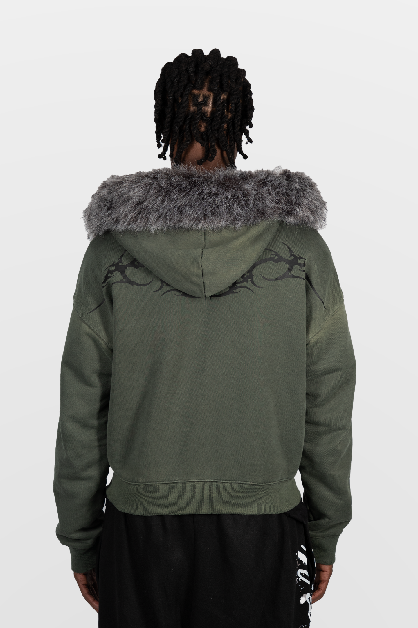 Green Fur-Zip Up Hoodie v2